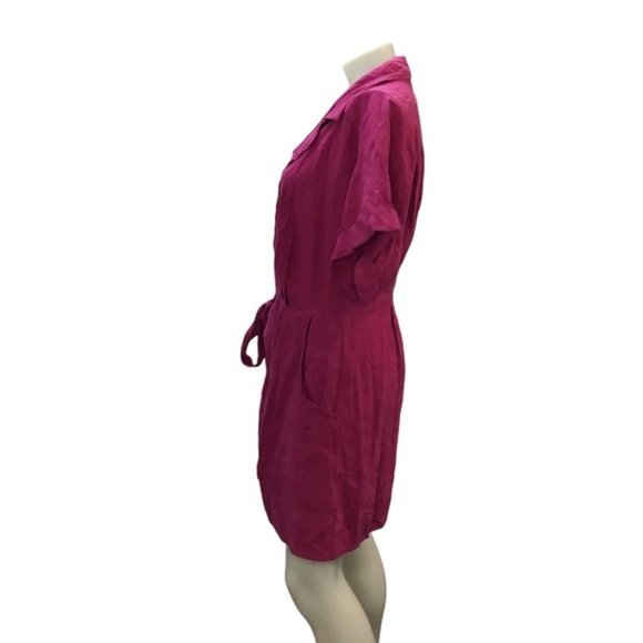 Free People Linen Sensual Safari Red Berry Wrap Dress Size Large NWT Women's - Picture 3 of 10